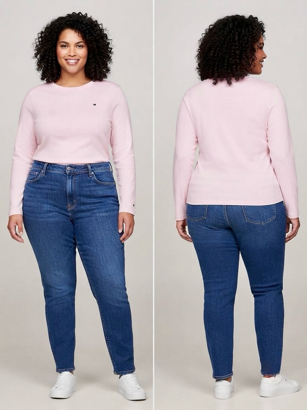 Tommy Hilfiger Light Pink Long Sleeve Crew Neck Tee Shirt Size L/G